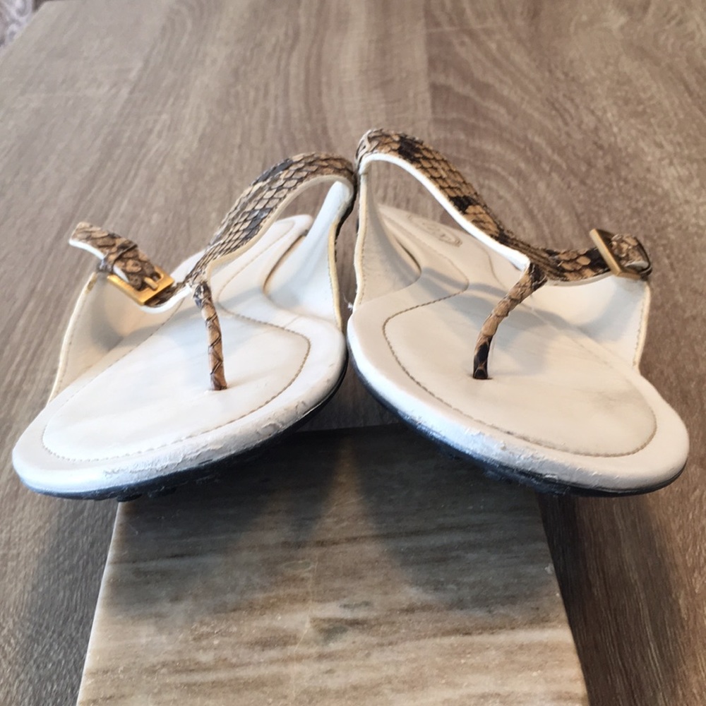 Tod’s Brown Python Leather Flat Sandals - image 4